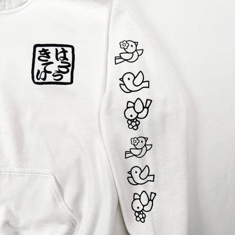 Sanrio Hello Kitty Hoodie Medium White Japanese Woodblock Print Graphic Pullover - Picture 4 of 8